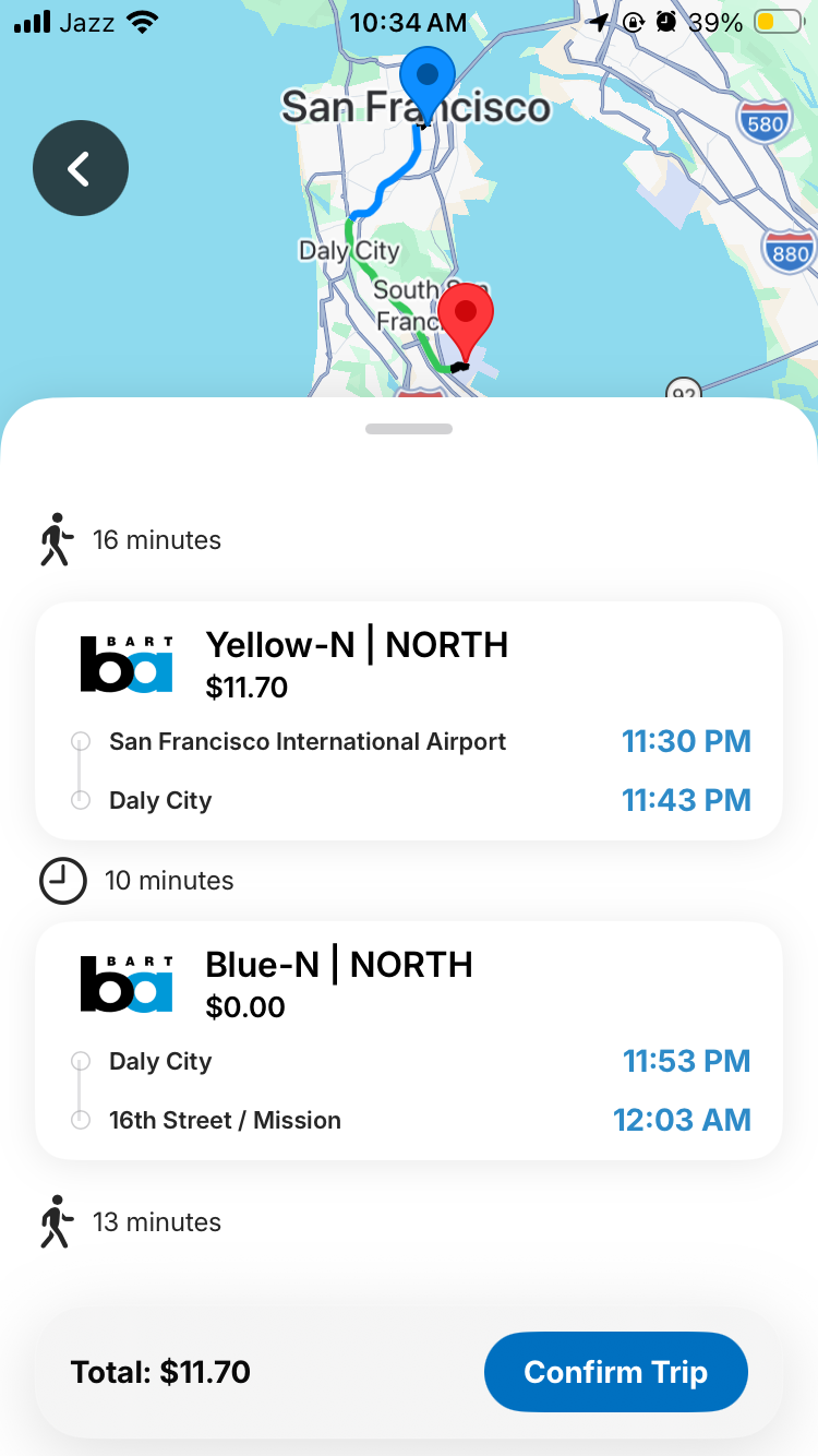 Switch App - Ride Options